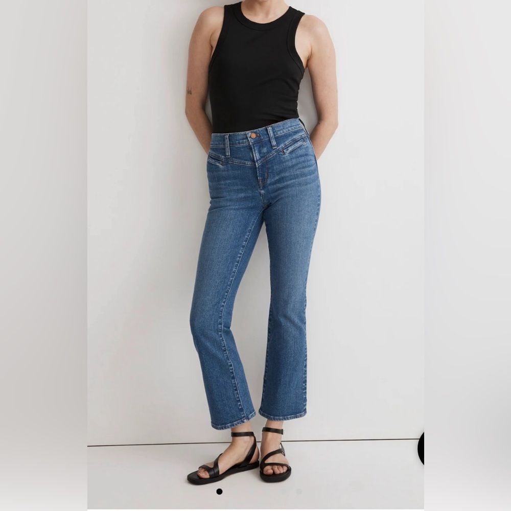 Madewell Kick Out Crop Jeans Size 24 in Saywell Wash Front‎ Yoke